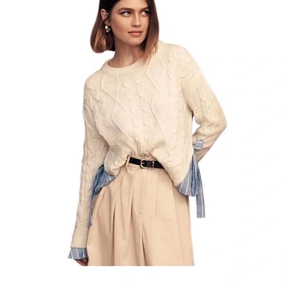 Anthropologie Cream Cable Knit Sweater - Picture 2 of 7